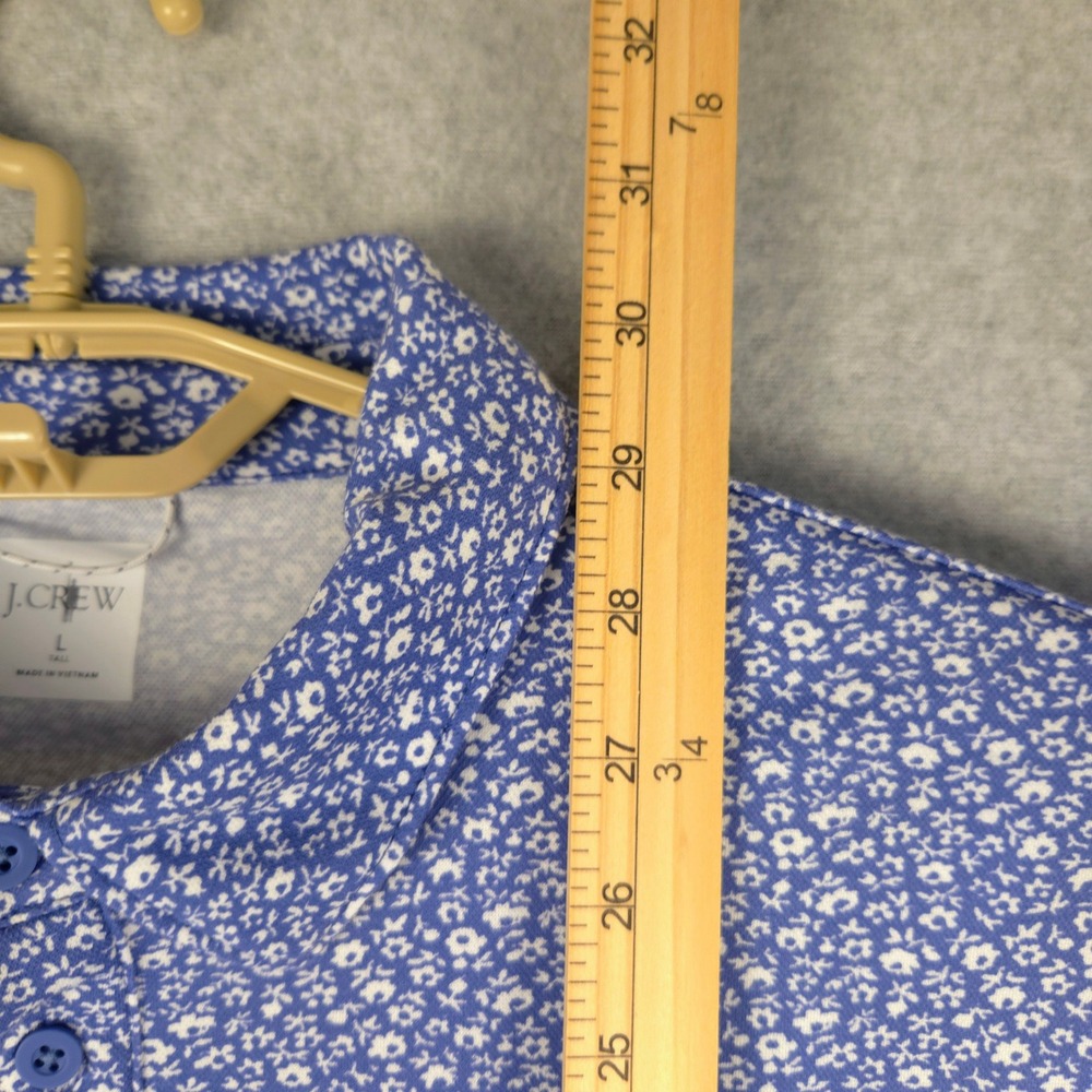 J.Crew Oarsman Mens Floral Polo Shirt Blue White BZ032 L Tall - Picture 8 of 8